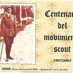 Nº 7V. Hoja Recuerdo. Centenario Scouts. Feria Sello 2007